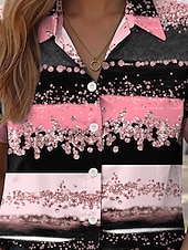 preiswerte Damen Kunst- und Design-Oberteile-Damenhemd Langarm Bluse Knopfdown Grafik Geometrisch Täglich Lässig Kurzarm Hemdkragen Reguläre Oberteile Täglich Pink Blau Grün Sommer Frühling
