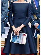 preiswerte Teelänge-A-Linie Brautmutterkleid Elegant Einfach Juwelenhals Tee Länge Knie Länge Taft Lange Ärmeln mit Band  Schleife Einfarbig 2025 kostenlose Maßanfertigung