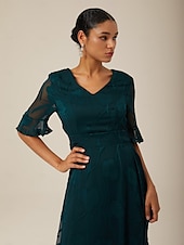 cheap Cocktail Dress-Women&#039;s Maxi Dress Cocktail Dress Wedding Guest Dress Semi Formal Dress A Line Dress Elegant Work Birthday Flutter Sleeve Wedding Guest Cocktail Party Formal Evening Regular Fit Solid Color Plain