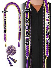 cheap Women&#039;s Scarves-Class of 2025 Graduation Honor Cord 2-Piece Set – Braided purple, gold and black graduation cape with tassel and cap design for high school and college seniors
