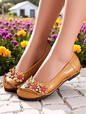 preiswerte Ballerinas für Damen-Damen-Ballerinas aus hochwertigem Leder mit Blumen- und Rüschendesign – bequemer Retro-Stil für Frühlingsspaziergänge im Garten, Wochenendbrunch und tägliche Besorgungen