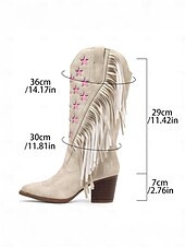 levne Vintage Boty-Dámské růžové bohémské westernové kozačky s třásněmi – elegantní kovbojský styl s úzkým podpatkem na hudební festivaly i běžné nošení