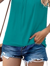 baratos Camisolas &amp; Baby Dolls de mulher-Mulheres Camisola Regata Côr Sólida Diário à moda Casual Sem Manga Gola Redonda Tops regulares Diário Preto Branco Azul Real Azul Verão
