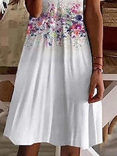 preiswerte Blumenkleid-Damen Minikleid A Linie Kleid Sommerkleid Lässig Täglich Normale Passform Blumen Grafik Kurzarm V Ausschnitt Schwarz Weiß Rosa Blau Sommer