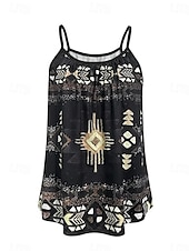 ieftine Top tip boho-Topuri de camizolă pentru femei paisley zilnic fără mâneci bretele guler rotund topuri regulate imprimeu zilnic negru vară primăvară