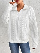 economico Top Semplici da Donna-Per donna Camicia Top Eleganti Semplice Elegante Moderno Manica Lunga Colletto a Camicia Top Regolari Quotidiano Ferie Zip a un quarto Bianco Primavera Autunno