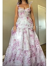 cheap Casual Floral Dresses-Women&#039;s Long Dress Maxi Dress Party Dress Cocktail Dress Fashion Party Special Occasion Regular Fit Flower Sleeveless Spaghetti Strap Blue Light Purple Summer