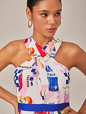 levne Květinové šaty-Dámské Žena Volnočasové šaty Resort Wear Dlouhé šaty Maxi šaty Světlá růžová Bez rukávů Ovoce Vzadu do kříže Crossover Zadní zip Léto Krk ohlávky prázdniny umělecké XS S M