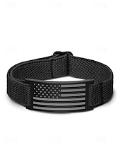preiswerte Herrenschmuck-Verstellbares Herrenarmband mit amerikanischer Flagge – elastisches Nylonband mit Edelstahlplatte, Armband im patriotischen Stil für den Unabhängigkeitstag, Veteranen und die alltägliche Freizeitkleidung