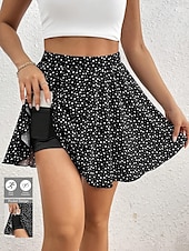 abordables Jupes graphiques-Jupe courte pour femmes culottes slim mode décontractée mini jupes taille haute graphique pois micro-élastique quotidien noir rouge bleu marine été polyester