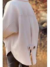 ieftine Blazere și costume-Pentru femei Bluză Simplu Modern Casual Manșon Lung Guler Cămașă Topuri obișnuite Zilnic Concediu Nasturi Buzunar Asimetric Negru Alb Galben Roz Îmbujorat Trifoi Vară