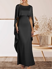 abordables Robes de Soirée-Sirène / Trompette Robe de Soirée Élégant Robe Formel Soirée Longueur au sol Sans manches Col ras du cou Crêpe Extensible avec Volants 2025