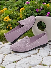 ieftine Pantofi Joși de Damă-pantofi flyknit strălucitori pentru damă, cu strasuri – pantofi eleganti pentru ținute casual și ieșiri de primăvară
