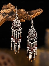 cheap Women&#039;s Earring-Bohemian Style Beaded Dangle Earrings for Women - Colorful Red and Blue, Tribal Chic, Perfect for Summer, Festivals and Casual Outfits