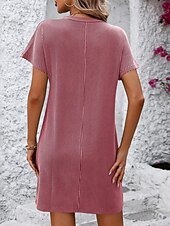 cheap Plain Dress-Women&#039;s Mini Dress T Shirt Dress Tee Dress Solid Color Summer Dress Casual Daily Regular Fit Graphic Short Sleeve Crew Neck Black Pink Blue Green Summer