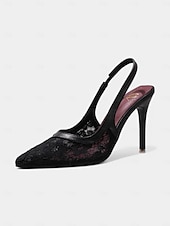 ieftine Tocuri kitten-tocuri stiletto din dantelă albă pentru femei – pantofi de mireasă romantici din plasă pentru nunți în grădină și ocazii de întâlnire