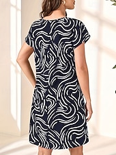 olcso Nyomtasd a virágmintás ruhákat-Női Mini ruha nyári ruha Boho ruha Divat Modern Napi Tengerpart Hétvége Normál Grafika Rövid ujjú Terített nyak Fekete Rubin Sötétkék Nyár