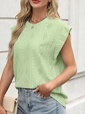abordables T-shirt uni-T-shirt pour femmes unicolore mode élégante moderne manches courtes col rond hauts réguliers quotidiens week-end œillets noir blanc rose vert été printemps