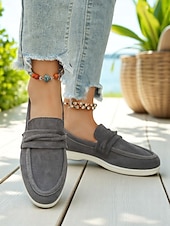 abordables Chaussures sans lacet et mocassins femme-Mocassins en simili-daim pour femme – style classique et polyvalent pour les promenades au bord du lac, les journées décontractées au bureau et les sorties du week-end