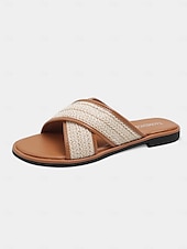 abordables Sandales de Vacances-Sandales plates à brides croisées tissées pour femmes – sandales bohèmes décontractées pour les promenades estivales et les rendez-vous romantiques en journée
