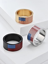 economico Gioielli da uomo-Anello da uomo in acciaio inossidabile con bandiera americana – gioiello patriottico per il giorno dell&#039;indipendenza, dichiarazione di moda a fascia larga per veterani, sostenitori militari ed eventi dell&#039;orgoglio degli Stati Uniti