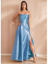 levne Plesové šaty-A-Line plesové šaty elegantní šaty formální večerní party délka po zem bez rukávů off shoulder polyester s mašlí nařasené s rozparkem
