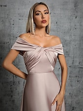 tanie Suknie dla druhen-Sukienka dla drużby w kształcie litery A Bez ramiączek bez rękawów Elegancka do ziemi z tkaniny taftowej w jednolitym kolorze