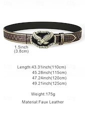 cheap Men&#039;s Belts-Men&#039;s Western Style Leather Belt with Eagle Buckle – Vintage Embossed Design with Rivets, Ideal for Casual and Country Wear