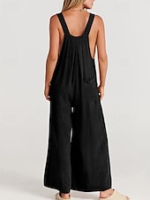 olcso hivatalos jumpsuits-női normál kantáros overál utcai viselet egyszínű ujjatlan U-nyakú zsebes utcai mindennapi normál szabású fekete sárga világoszöld nyári