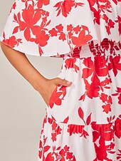 abordables Robes décontractées-Femmes Rouge Été Bateau Bohème Vacances XS S M