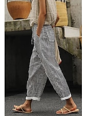 economico Pantaloni in cotone e lino con grafica-Per donna Pantaloni in cotone e lino Pantaloni Eleganti Casual Lunghezza intera Naturale Floreale Tasca Stampa Design con Coulisse Elastica Comodo Confortevole Streetwear Uscire Nero grigio Magenta