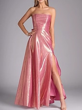 levne Plesové šaty-A-Line plesové šaty elegantní šaty formální večerní party délka po zem bez rukávů off shoulder polyester s mašlí nařasené s rozparkem