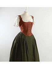 levne Šaty-Středověké Renesanční Šaty Plesové šaty Dámské šaty Pokojská Viking Maškarní kostým Dámské Královský předvečer Všech svatých Karneval Plesová maškaráda Výkon LARP Ren Faire Dospělé Šaty