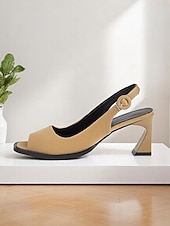 levne Šaty sandály-dámské béžové podpatky na podpatku z umělé kůže – elegantní minimalistické sandály na neformální schůzky a letní výlety
