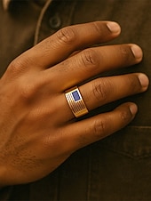 economico Gioielli da uomo-Anello da uomo in acciaio inossidabile con bandiera americana – gioiello patriottico per il giorno dell&#039;indipendenza, dichiarazione di moda a fascia larga per veterani, sostenitori militari ed eventi dell&#039;orgoglio degli Stati Uniti