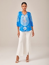 economico Bluse e camicie-pullover con stampa in stile vacanza
