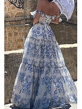 cheap Casual Floral Dresses-Women&#039;s Long Dress Maxi Dress Party Dress Cocktail Dress Fashion Party Special Occasion Regular Fit Flower Sleeveless Spaghetti Strap Blue Light Purple Summer