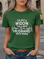 abordables T-shirt Humor &amp; Citations-Femmes T-shirt Graphique Lettre ancien Élégant Classique Manche Courte Col ras du cou Col rond Hauts Réguliers Quotidien Imprimé Noir Violet Marron Vert Été Wife Husband