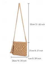 olcso Keresztpántos táskák-női kézzel szőtt boho crossbody táska – vintage makramé válltáska bojttal tengerparti nyaraláshoz és hétköznapi ruhákhoz szín fekete fehér rózsaszín