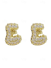 abordables Boucle d&amp;#39;oreille pour femme-Boucles d&#039;oreilles à tige initiales en strass doré - Boucles d&#039;oreilles à lettres scintillantes personnalisées pour femmes, bijoux en cristal étincelants de A à Z, parfaits pour un usage quotidien, un cadeau de remise de diplôme, un cadeau de fête des mèr