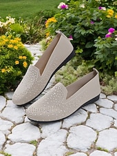 ieftine Pantofi Joși de Damă-pantofi flyknit strălucitori pentru damă, cu strasuri – pantofi eleganti pentru ținute casual și ieșiri de primăvară