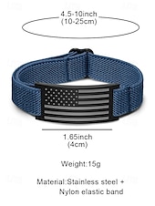 preiswerte Herrenschmuck-Verstellbares Herrenarmband mit amerikanischer Flagge – elastisches Nylonband mit Edelstahlplatte, Armband im patriotischen Stil für den Unabhängigkeitstag, Veteranen und die alltägliche Freizeitkleidung