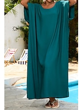abordables Robes de plage-Femmes Maillots de Bain Vêtement couvrant Maillot de bain Tropical Tenues de plage Uni Fil en V Manches courtes Maillots de bain