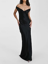 cheap Prom Dresses-Yellow Dress Mermaid / Trumpet Party Dresses Elegant Dress Wedding Wedding Guest Floor Length Sleeveless Off Shoulder Backless with Ruched 2025