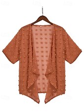 billige Kvinne Enkle Topper-Dame Skjorte Bluse عادي Fritid Kortermet V-hals Vanlige topper Daglig Ut på byen Asymetrisk kant Svart Hvit Brun Sommer