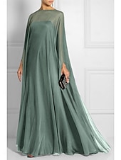 abordables NOIR-Robe de soirée fourreau robe empire formelle soirée traîne balayage  traîne brosse à manches longues col bateau automne invitée de mariage chiffon avec plis pour impressionner 2025