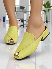 billige Tresko og tøfler til kvinner-kvinners peep toe muldyr – brettet design av kunstskinn mulesko for moderne arbeidsstil