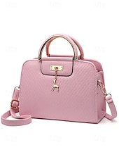 cheap Handbag &amp; Totes-Women&#039;s Faux Leather Top Handle Tote Bag with Deer Charm - Elegant Structured Women&#039;s Shoulder Bag, Perfect for Mother&#039;s Day Gift, Work, Shopping and Casual Outings