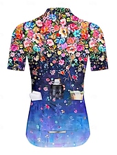 abordables Maillots pour femmes-Femmes Maillot de cyclisme Manche Courte Cyclisme Maillot Top avec 3 poches arrière Écran solaire Résistant aux UV Respirant Séchage Rapide Bleu de minuit Des sports Vêtement Tenue