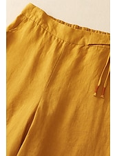 economico Pantaloni in lino e cotone semplici-Per donna Pantaloni in cotone e lino Pantaloni Eleganti Moda Streetwear Lunghezza intera Naturale Semplice Tasca Elastico in vita All&#039;aperto Confortevole Streetwear Uscire Aalbicocca Nero Blu Zenzero